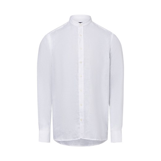 Bugatti Męska koszula casual - mandarynka Mężczyźni Slim Fit len biały jednolity - id: 746596-0001-09970 - marki Bugatti - 180447257 Bugatti Męska koszula casual - mandarynka Mężczyźni Slim Fit len biały jednolity ze sklepu vangraaf w kategorii Koszule męskie - zdjęcie 180447257