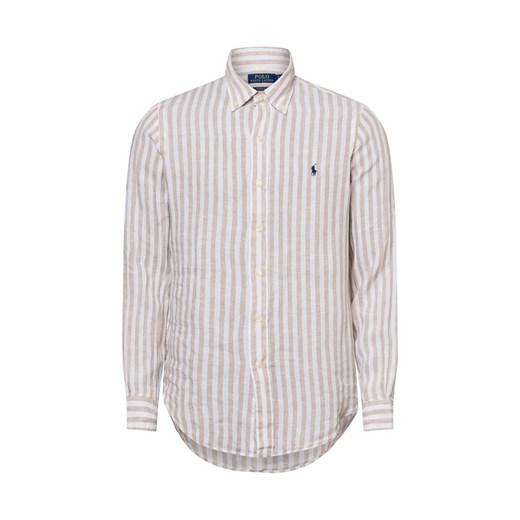 Polo Ralph Lauren Męska koszula lniana na co dzień Mężczyźni Modern Fit len écru jednolity ze sklepu vangraaf w kategorii Koszule męskie - zdjęcie 180447336