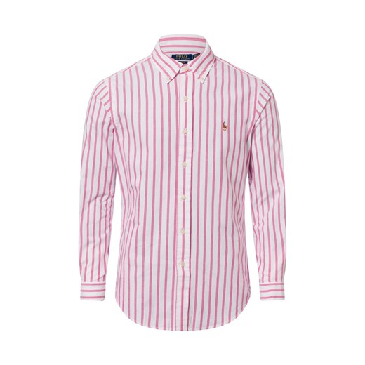Polo Ralph Lauren Męska koszula casualowa - Custom Fit Mężczyźni Comfort Fit Bawełna brudny róż w paski ze sklepu vangraaf w kategorii Koszule męskie - zdjęcie 180447387