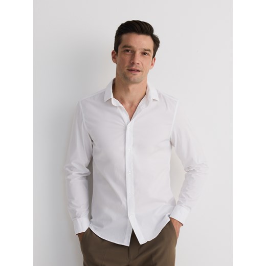 Reserved - Bawełniana koszula slim fit - biały ze sklepu Reserved w kategorii Koszule męskie - zdjęcie 180448038