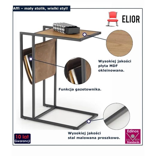 Nowoczesny stolik kawowy dąb złoty - Affi Elior One Size Edinos.pl