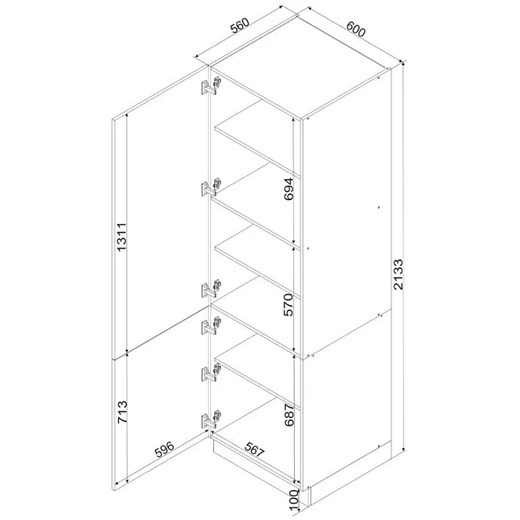 Słupek kuchenny dwudrzwiowy 60 cm piaskowy beż Otelia 5X Elior One Size Edinos.pl