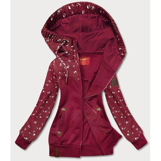 Bluza damska z kwiatuszkami bordowa (AMG828) ze sklepu goodlookin.pl w kategorii Bluzy damskie - zdjęcie 180449489