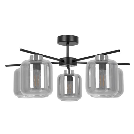 Sufitowa lampa z pięcioma szklanymi kloszami grafitowa S6-M00 ze sklepu Edinos.pl w kategorii Lampy sufitowe - zdjęcie 180449617