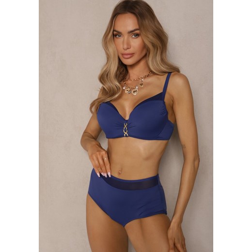 Granatowe Bikini Biustonosz Zdobiony Aplikacją i Majtki Typu Figi Iffirelle ze sklepu renee.pl w kategorii Stroje kąpielowe - zdjęcie 180451379