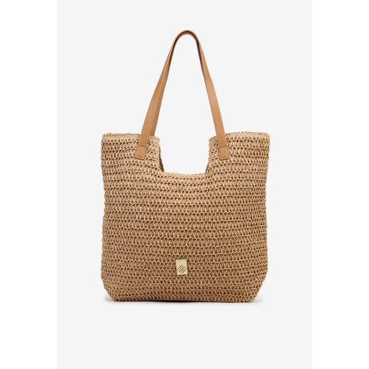 Ciemnobeżowa Pleciona Torebka Shopper Feleindra ze sklepu born2be.pl w kategorii Torby letnie - zdjęcie 180451757