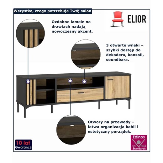 Stylowa szafka RTV dąb mauvella - Lamisso 9X Elior One Size Edinos.pl