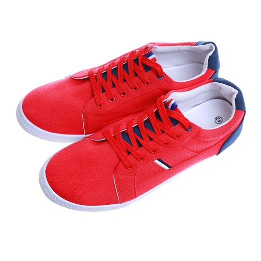 Czerwone sznurowane trampki męskie /D7-3 17613 T158/ ze sklepu Pantofelek24.pl w kategorii Trampki męskie - zdjęcie 180453049