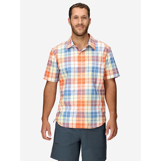 Marmot Koszula funkcyjna &quot;Air Exchange Solar Shield&quot; w kolorze niebiesko-pomarańczowym ze sklepu Limango Polska w kategorii T-shirty męskie - zdjęcie 180453468