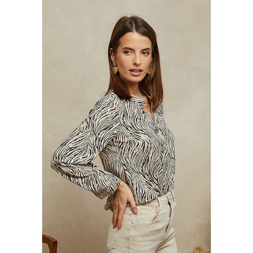 Plume Bluzka &quot;Yohel&quot; w kolorze beżowo-czarnym Plume XL okazja Limango Polska
