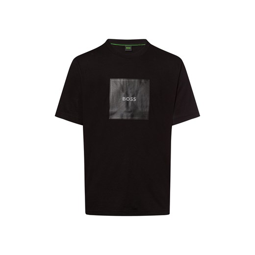 BOSS Green Koszulka męska - Logo Rib Mężczyźni Bawełna czarny nadruk ze sklepu vangraaf w kategorii T-shirty męskie - zdjęcie 180456685