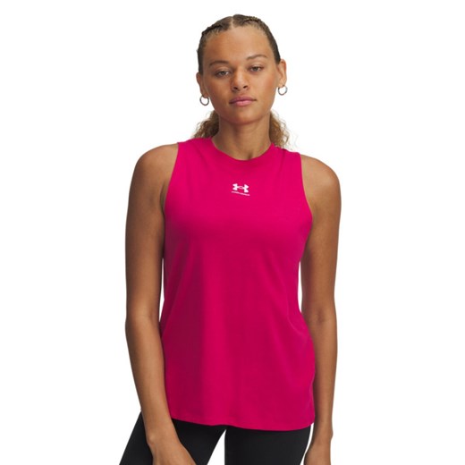 Damski top z nadrukiem Under Armour UA Rival Muscle Tank - różowy Under Armour XS Sportstylestory.com