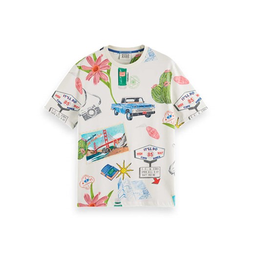 Scotch & Soda Koszulka w kolorze białym ze wzorem L promocja Limango Polska