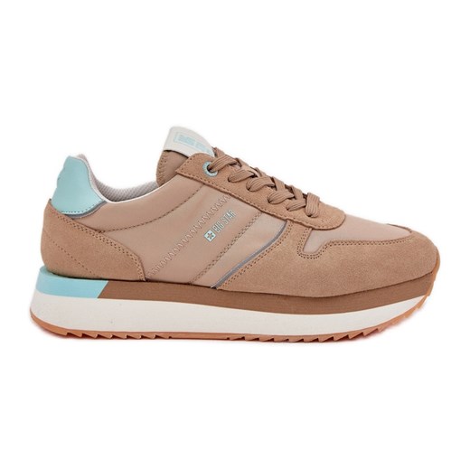 Zamszowe Sneakersy Damskie Big Star RR274A048 HI-POLY System Ciemnobeżowe beżowy ze sklepu ButyModne.pl w kategorii Buty sportowe damskie - zdjęcie 180457656