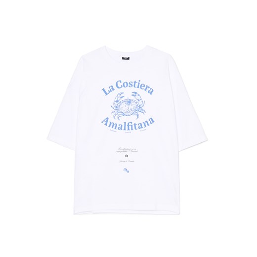 Cropp - Biały T-shirt z nadmorskim motywem - biały ze sklepu Cropp w kategorii T-shirty męskie - zdjęcie 180460756