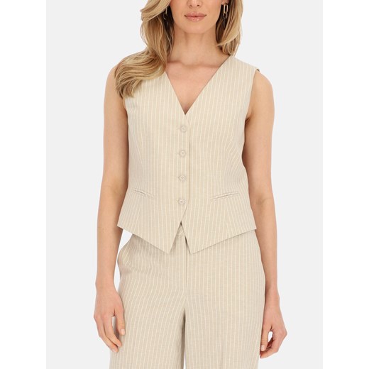 Elegancka beżowa kamizelka damska Potis & Verso Jesica ze sklepu Eye For Fashion w kategorii Kamizelki damskie - zdjęcie 180461729