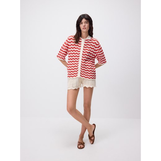 Reserved - Ażurowy kardigan z kołnierzykiem - wielobarwny Reserved S Reserved