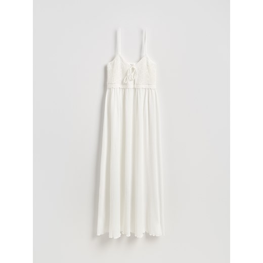 Reserved - Sukienka midi na ramiączkach - złamana biel Reserved XS Reserved