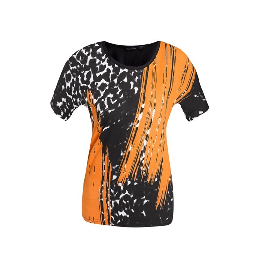 T-shirt z neonowym nadrukiem e-monnari pomaranczowy bawełna