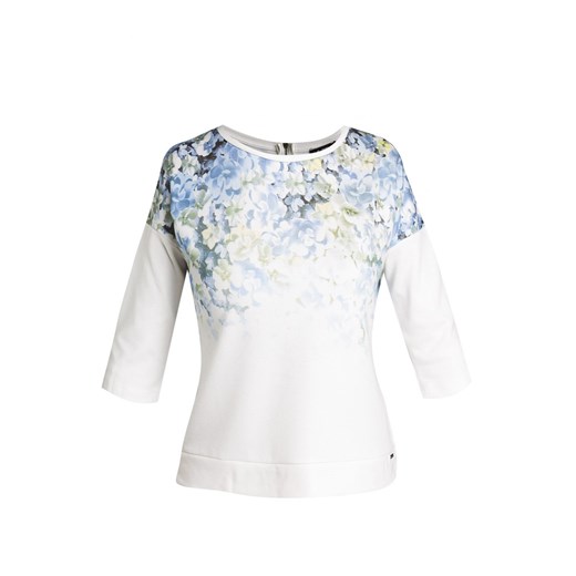 Krótka bluza z kwiatowym nadrukiem e-monnari szary Bluzy z nadrukiem damskie