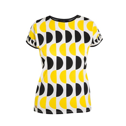 T-shirt w stylu lat 60-tych e-monnari zolty abstrakcyjne wzory