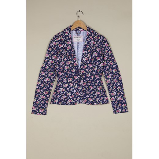 Floral plush fabric jacket terranova szary kurtki