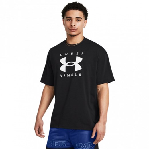 Męski t-shirt z nadrukiem Under Armour UA M Hw Os Branded Ss - czarny ze sklepu Sportstylestory.com w kategorii T-shirty męskie - zdjęcie 181032069