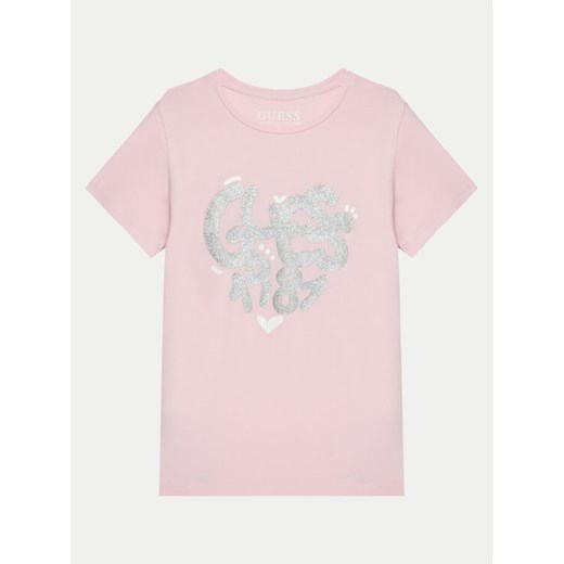 Guess T-Shirt K5RI02 K6YW4 Różowy Regular Fit ze sklepu MODIVO w kategorii Bluzki dziewczęce - zdjęcie 181034969