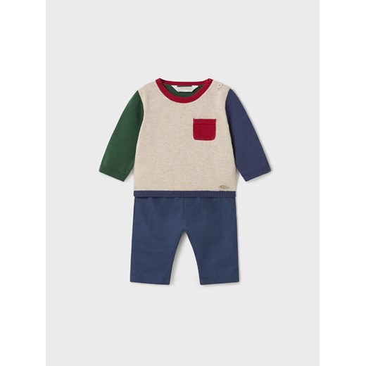 Mayoral Komplet sweter i spodnie materiałowe 2.521 Kolorowy Regular Fit ze sklepu MODIVO w kategorii Komplety niemowlęce - zdjęcie 181039207