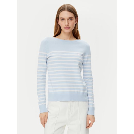 Tommy Hilfiger Sweter WW0WW40099 Błękitny Regular Fit ze sklepu MODIVO w kategorii Swetry damskie - zdjęcie 181040219