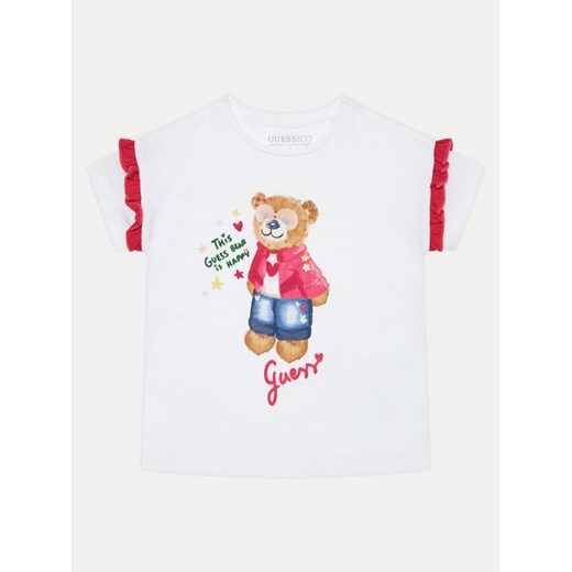 Guess T-Shirt K5RI12 K6YW4 Biały Regular Fit ze sklepu MODIVO w kategorii Bluzki dziewczęce - zdjęcie 181043916