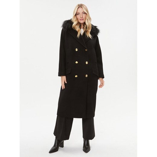 Elisabetta Franchi Płaszcz wełniany CP-44D-36E2-008339 Czarny Regular Fit ze sklepu MODIVO w kategorii Płaszcze damskie - zdjęcie 181051529