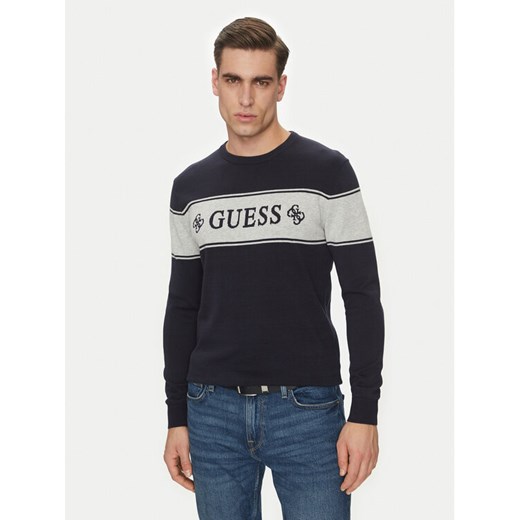 Guess Sweter M5GR05 Z3MI1 Granatowy Regular Fit ze sklepu MODIVO w kategorii Swetry męskie - zdjęcie 181057308
