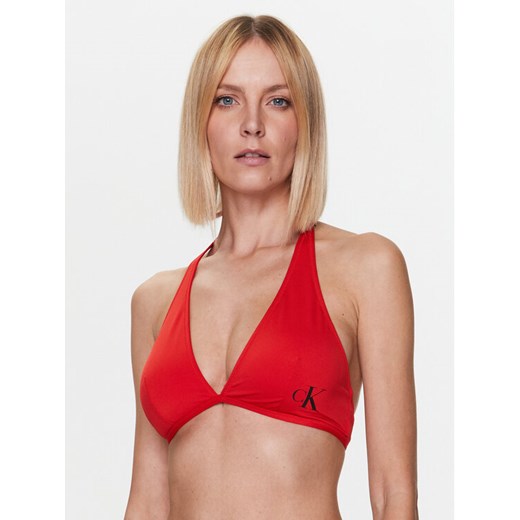 Calvin Klein Swimwear Góra od bikini Halterneck KW0KW01973 Czerwony ze sklepu MODIVO w kategorii Stroje kąpielowe - zdjęcie 181061646