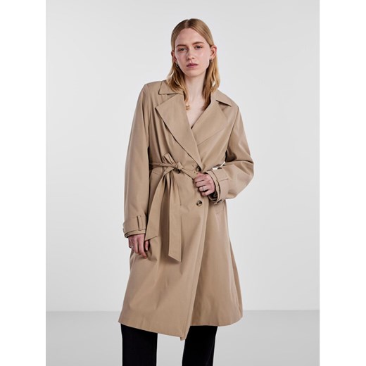 Pieces Trencz 17141582 Beżowy Loose Fit ze sklepu MODIVO w kategorii Płaszcze damskie - zdjęcie 181061818