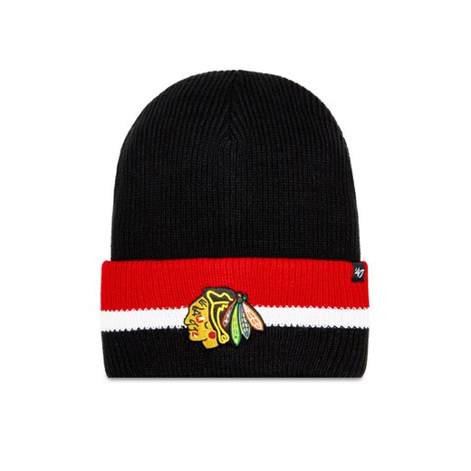 47 Brand Czapka NHL Chicago Blackhawks Split Cuff 47 H-SPLCC04ACE-BKA Czarny ze sklepu MODIVO w kategorii Czapki zimowe damskie - zdjęcie 181074849