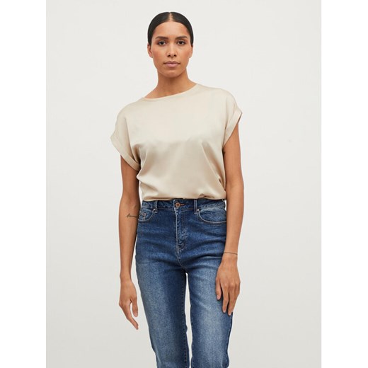 Vila T-Shirt Ellette 14059563 Beżowy Regular Fit ze sklepu MODIVO w kategorii Bluzki damskie - zdjęcie 181077778