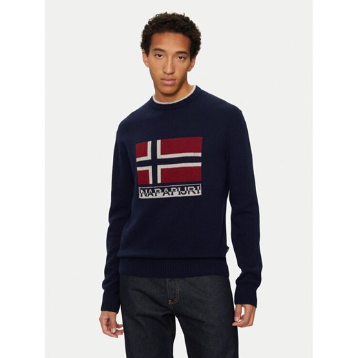 Napapijri Sweter D-Silvretta NP0A4IK4 Granatowy Regular Fit ze sklepu MODIVO w kategorii Swetry męskie - zdjęcie 181078166