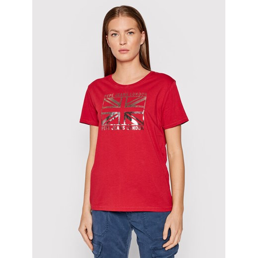 Pepe Jeans T-Shirt Zeldas PL505037 Czerwony Regular Fit ze sklepu MODIVO w kategorii Bluzki damskie - zdjęcie 181088376
