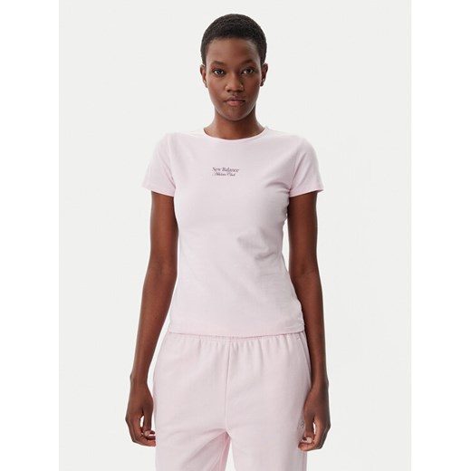 New Balance T-Shirt WT51958 Różowy Slim Fit ze sklepu MODIVO w kategorii Bluzki damskie - zdjęcie 181100269