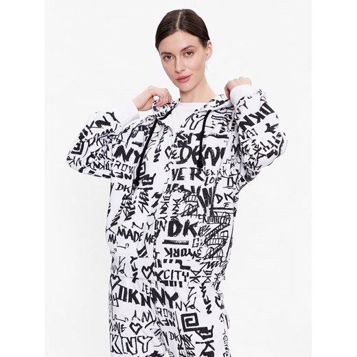 DKNY Bluza YI2022629 Biały Regular Fit ze sklepu MODIVO w kategorii Bluzy damskie - zdjęcie 181100519