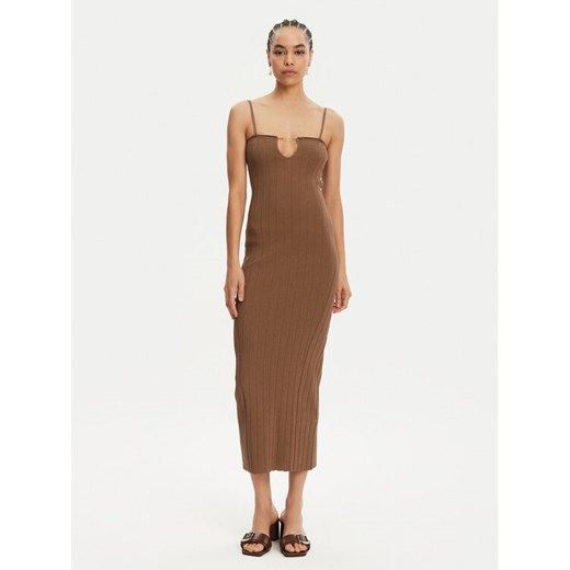 JACQUEMUS Sukienka dzianinowa 24E241KN358-2355 Brązowy Regular Fit Jacquemus 38 MODIVO