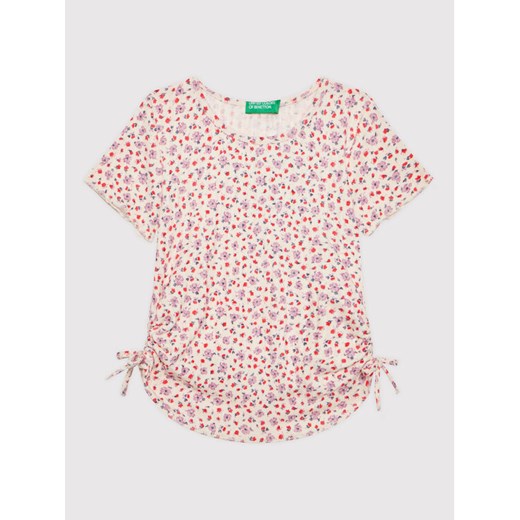 United Colors Of Benetton T-Shirt 3JKNC102M Różowy Slim Fit ze sklepu MODIVO w kategorii Bluzki dziewczęce - zdjęcie 181106915