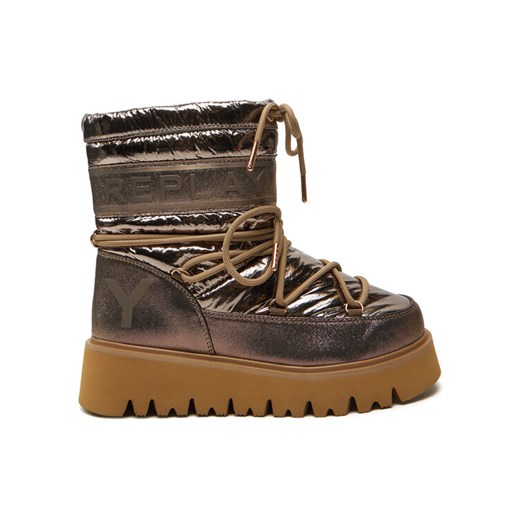 REPLAY Śniegowce Shiny-Effect Harper United Lace-Up GWF4R.000.C0002T Złoty ze sklepu MODIVO w kategorii Śniegowce damskie - zdjęcie 181122139