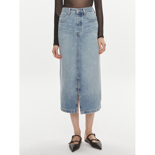 Tommy Hilfiger Spódnica jeansowa WW0WW42882 Niebieski Straight Fit ze sklepu MODIVO w kategorii Spódnice - zdjęcie 181131775