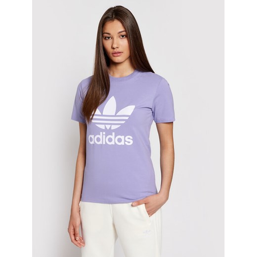 adidas T-Shirt adicolor Classics Trefoil GN2905 Fioletowy Regular Fit ze sklepu MODIVO w kategorii Bluzki damskie - zdjęcie 181135378