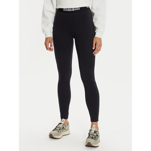 Napapijri Legginsy M-Box Logo NP0A4HZ7 Czarny Slim Fit ze sklepu MODIVO w kategorii Spodnie damskie - zdjęcie 181137667