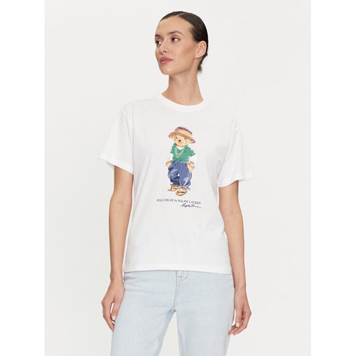 Polo Ralph Lauren T-Shirt 211935615001 Biały Regular Fit ze sklepu MODIVO w kategorii Bluzki damskie - zdjęcie 181140715