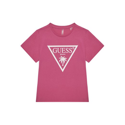 Guess T-Shirt J5GI36 JA914 Różowy Boxy Fit ze sklepu MODIVO w kategorii Bluzki dziewczęce - zdjęcie 181148008