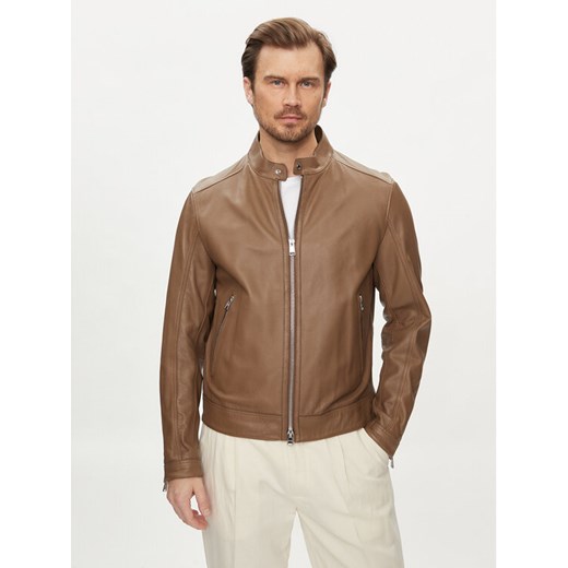 Boss Kurtka skórzana Mansell 50506353 Brązowy Regular Fit 56 MODIVO